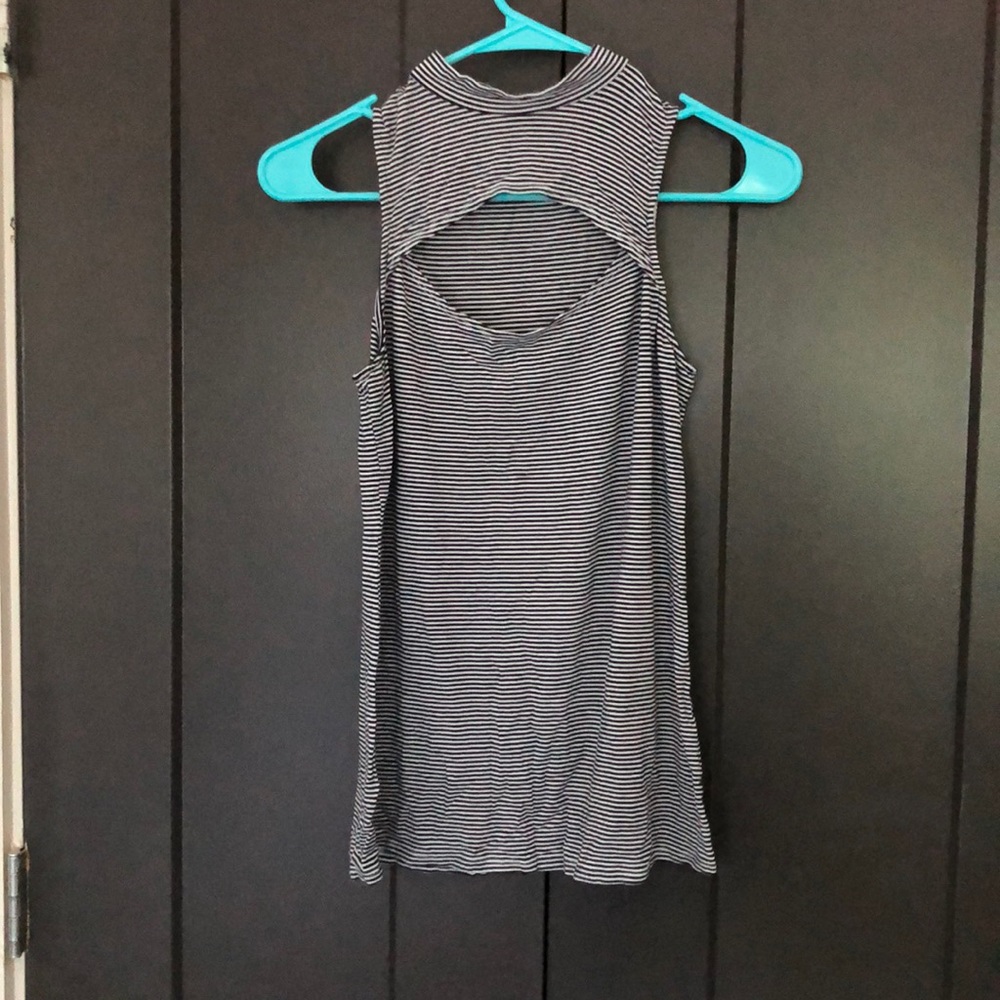 Black and white striped cutout top